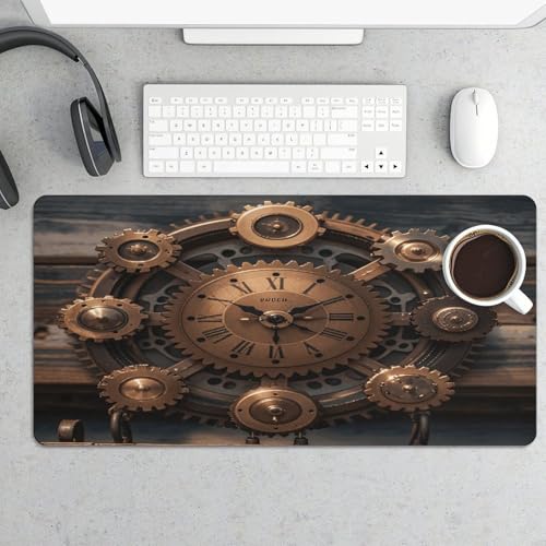 Vintage Gears Clock Desk Mat Large Rubber Mouse Pad miniatura 5