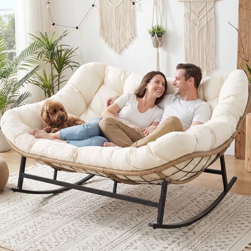 NICESOUL Double Rocking Papasan Chair