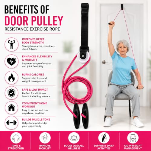 Image of AARAM Shoulder Pulley for Exercise with Rope & Door Strap | Physiotherapy Pulley - Frozen Shoulder, Rotator Cuff, Arm & Back Workout | Smooth Action Pulley Set | Home Physiotherapy Equipment India