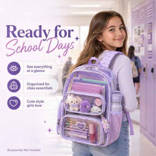 Image of BTOOP Clear Backpack Heavy Duty Transparent Backpack 17 inch See Through Bookbag for College Work Festival Security Padded Strap