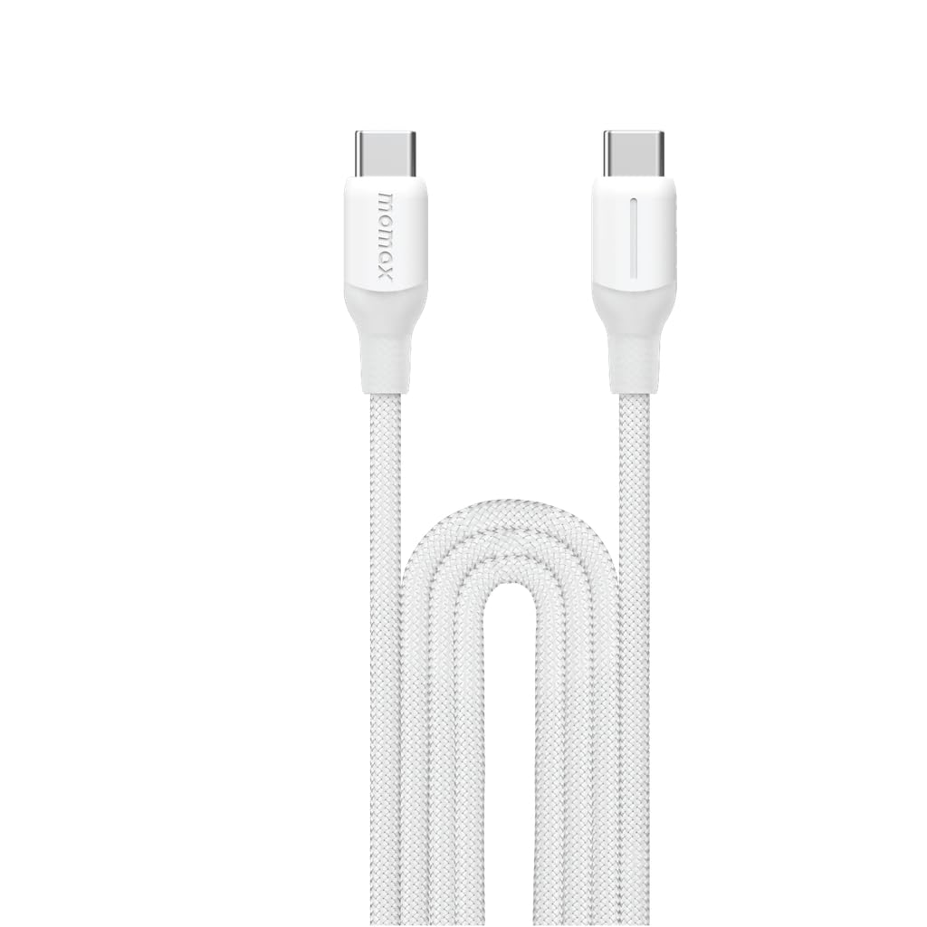 MOMAX1 Link Flow Silicone Braided USB|C to USB|C Charging Cable 100W 3m | White