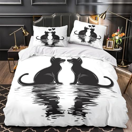 Parure de couette illustration vectorielle chats 3D en tissu microfibre durable