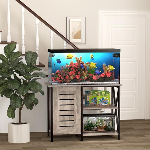 Herture 40-50 Gallon Fish Tank Stand, Aquarium Stand with Cabinet Accessories Storage, Heavy Duty Metal Frame, 40.55" L*18.89" W Tabletop, 1000LBS Capacity, Greige PG02YGZ - Image 6