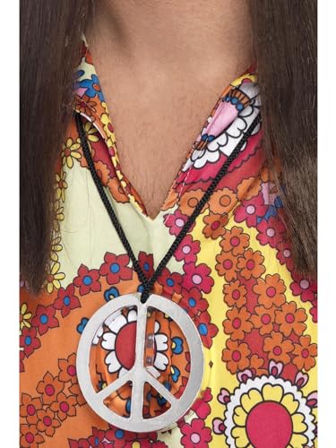 Smiffy's Smiffys Medallón con símbolo de la paz, plateado Halloween