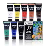Artecho Professional Acrylic Paint Set, 8 Primary Colors (120ml / 4.05oz) Tubes, Art Craft Paints for Canvas, Rock, Stone, Wood, Fabric, Art Supplies