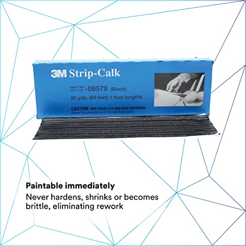 Image of 3M Strip Calk, 08578, 1 ft Strips, Black, Soft Butyl Rubber, Permanent Elasticity, Joint Filling, Trunk Seams, 60 Count (Pack of 12)