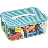 ZLBYXLU おもちゃオーガナイザー収納ボックス 子供用おもちゃ 積み重ね可能 ビルディングブロック 蓋付き ビン付き 調節可能なレゴストレージコンテナ プラスチックおもちゃボックス (A,1) [並行輸入品]