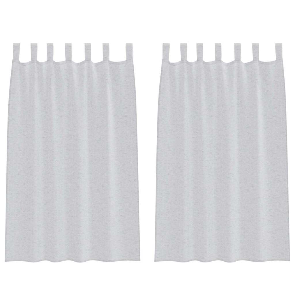 Voilage gris clair à oeillets rideaux 175x140 polyvalent galon fronceur