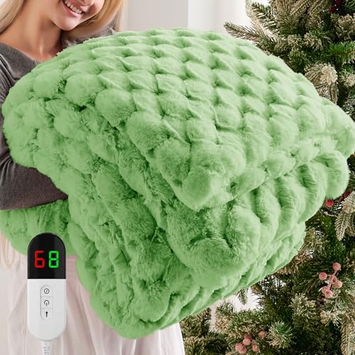 Image of Homemate Electric Heated Throw Blanket - 50 inchx60 inch Luxury Faux Fur Heating Bed Blankets with 10 Heating Levels 8 Hours Auto Off Fast Heating Over-Heated Protection Ultra Soft Warm Flannel ETL Certified