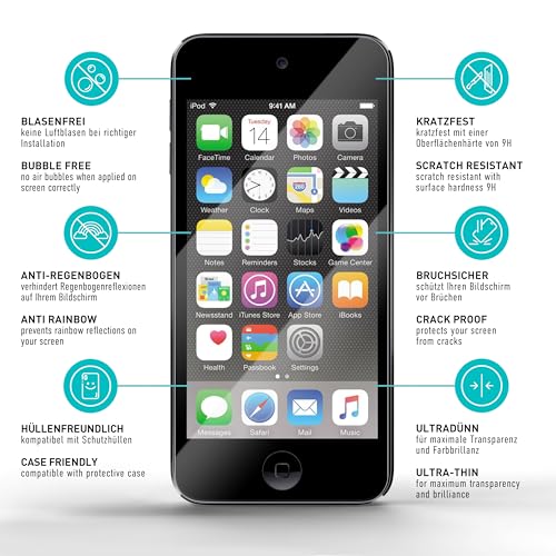 smartect Schutzglas 3 Stück für iPod Touch 7G / 6G / 5G, HD Panzerfolie Anti-Kratzer, Displayschutz 0.3 mm Ultra-klar, 9H Härte, Stoßfest, Blasenfrei
