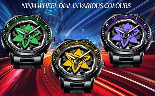 Image of Branded Men's Sport Quartz Watch Ninja Wheel Dial 360 Rotating Casual Fashion Stainless Steel Alloy Mens & Boy's Luxury Metal Gift Creative Watch