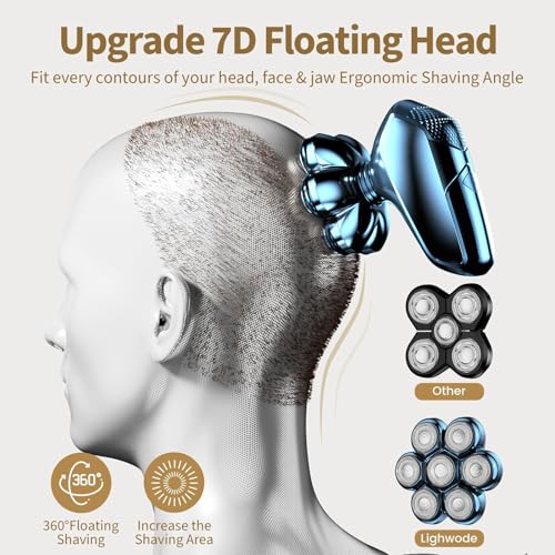 shpavver head shavers for bald men 5-in-1 electric razor - ipx7 waterproof shaving grooming kit for balder - turbo speed amp precision blades dark blue