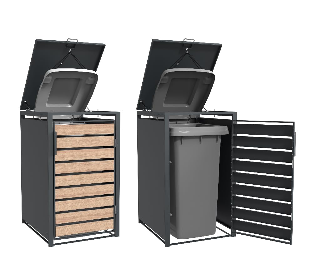 Westmann Lacina 1 Mülltonnenbox für 1x240 l, Stahl in Holzoptik, Anthrazit