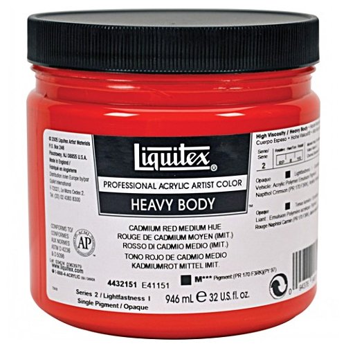 Image of Liquitex Professional Heavy Body Acrylic Paint 32-oz jar, Cadmium Red Medium Hue