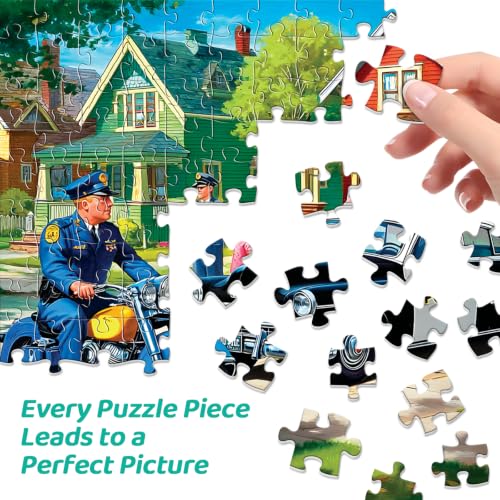 500 Piece Puzzles for Adults, Police Patrol Jigsaw Puzzles 500 Pieces, Summer Community Street Puzzle 500 Pieces for Teens Seniors, Vintage Car Jigsaw Puzzle, Stress Relief Puzzle Toy Game Gift - Image 3