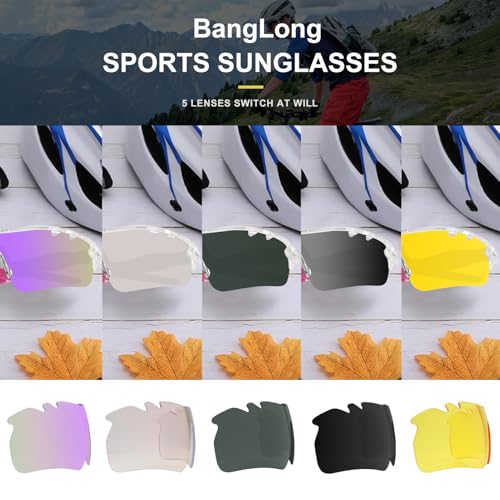 Image of BangLong Polarized UV400 Sports Sunglasses with 5 Lenses for Men Women