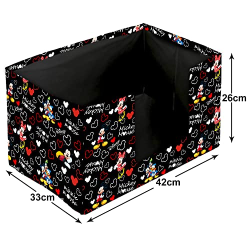Image of Kuber Industries Non-Woven Mickey Mouse Print Foldable Shirt Stacker /Wardrobe Organizer For Shirts, Sarees, Lehengas With Handle Pack of 2 (Black)