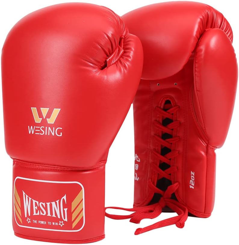 Wesing Boxing Gloves Pro Boxing Gloves for Competition Thread Gluing Boxing Gloves Tether Sanda Boxing Gloves for Men MMA Muay Thai Kickboxing Training