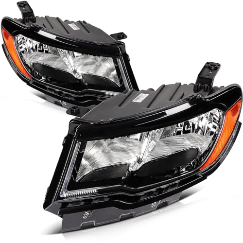 LBRST Headlight Assembly Fit with 2017-2021 for JEEP COMPASS Black Housing & Clear Lens Pair 55112706AF CH2503295