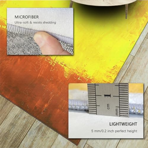 Tapis de ferme jaune et rouge lavable moderne 80x150cm