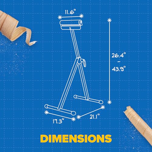Houseables Roller Stand, Roller Stands for Woodworking, Outfeed Table, Table Saw Extension, Outfeed Rollers, Adjustable Height 26"-44", Support Stand, Portable, Folding, Work, 135LB Capacity Each, 2PK