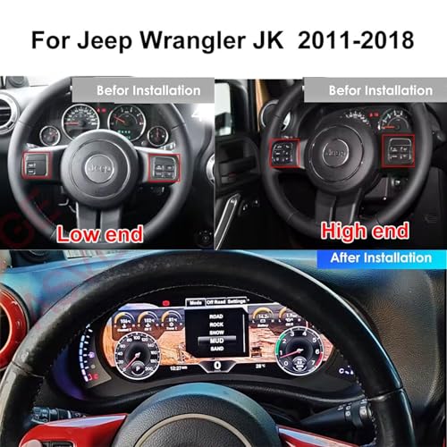 Image of ASVEGE Digital Dash Instrument Cluster for Jeep Wrangler JK 2011-2017 | 12.3 inch HD Screen 1920*720, 2S Fast Boot, Plug&Play, Non-Destructive Install, OTA Upgrade, 6 Mode 4 Color, Speedometer Upgrade