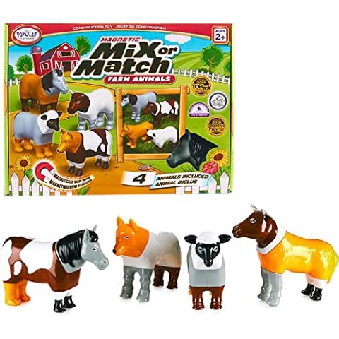 Magnetic Mix or Match Farm Animals Toy Play Set, 16 Pieces Cover
