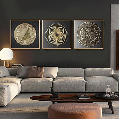 Tableau abstrait lignes cercles dorés haute définition sans cadre