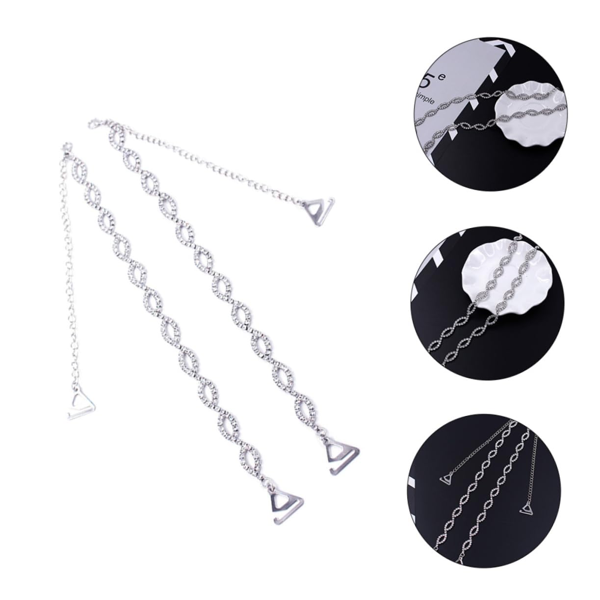 BESTYASH -Palabra Correa De Hombro De Diamantes De Imitación Correa De Sujetador De Diamantes De Imitación Correas De Sujetador Extraíbles Joyería Sujetador Invisible Cinturón