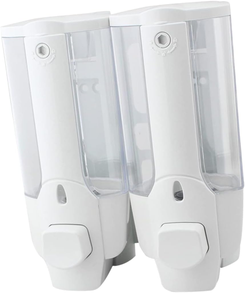 Bathroom Soap Dispenser Double-Head Liquid Soap Pump Foaming Hand for Shower Kitchen Sink Wall-Mounted Leakproof Design Easy Installation