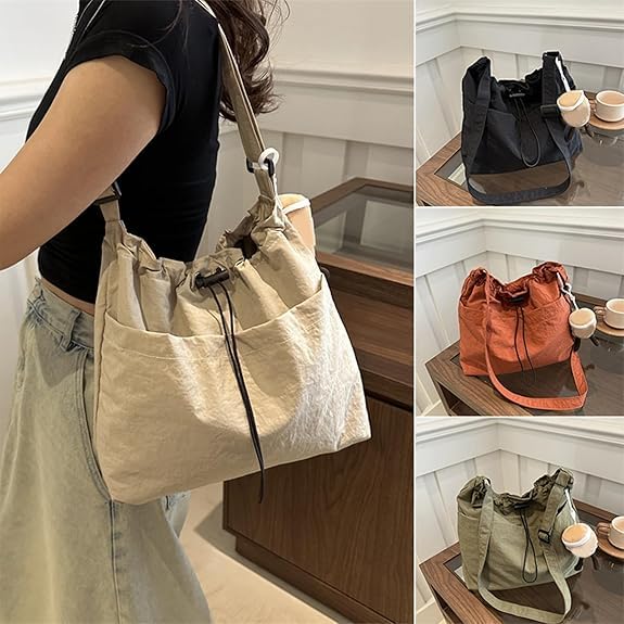 Ultra-Light Casual Large Capacity Messenger Bag with Pendant,Women's Shoulder Bag Crossbody Bag with Multiple Pockets2