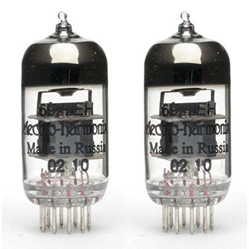 TubeDepot Pair of Electro-Harmonix 6922 EH Preamp Vacuum Tubes for Guitar, Bass, Keyboard, All - Black - Tube Amplifier