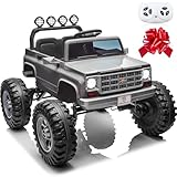 JORFLY 24V Ride on Licensed Chevrolet Cheyenne Truck Car w/400W Motor, 24 Volt Ride on Toys Power Big Wheels for Big Kids, Grey