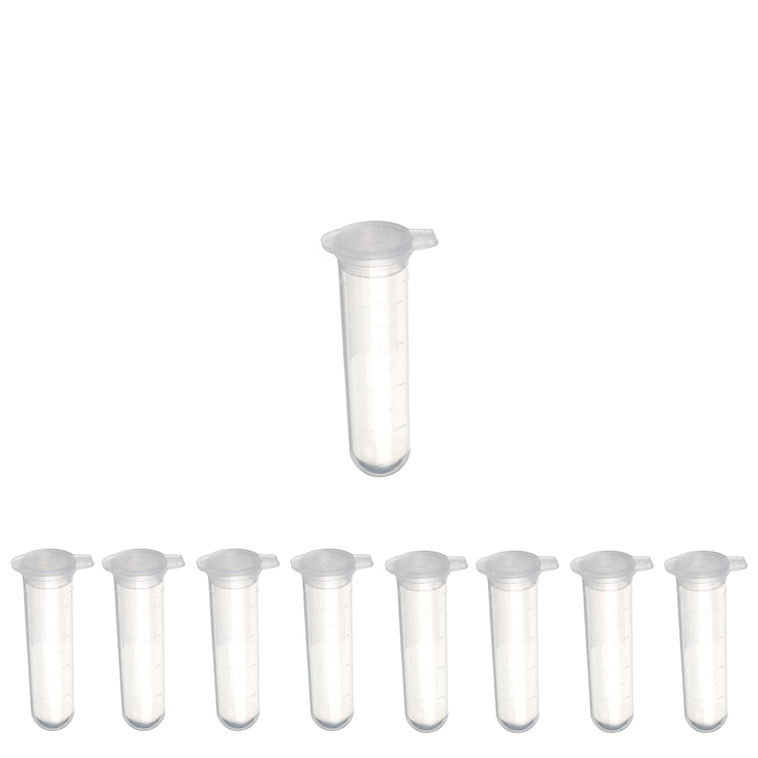 XYWHPGV Lot 300 Tubes Microcentrifugeuses 4 Ml – Tubes Plastique Marron Gradués Fond Rond, Capuchon Pression Étanché, Stockage Échantillons Labo Levure