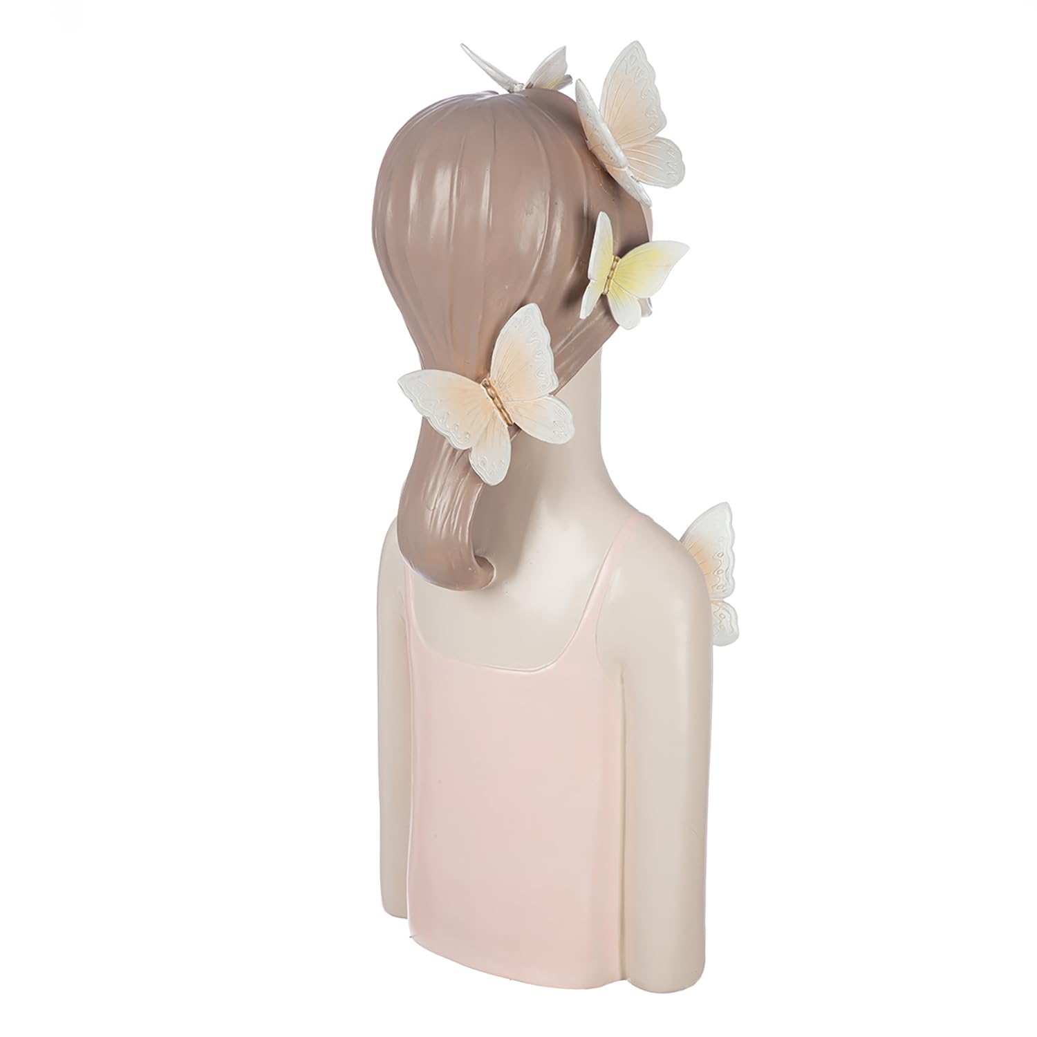 Casablanca figurka Lady Butterfly - wysokość 60 cm - żywica syntetyczna - błyszcząca różowa/biała - motyw motyla - dekoracja - rzeźba - kobieta - statuetka - akcesoria do domu - pomysły na prezent