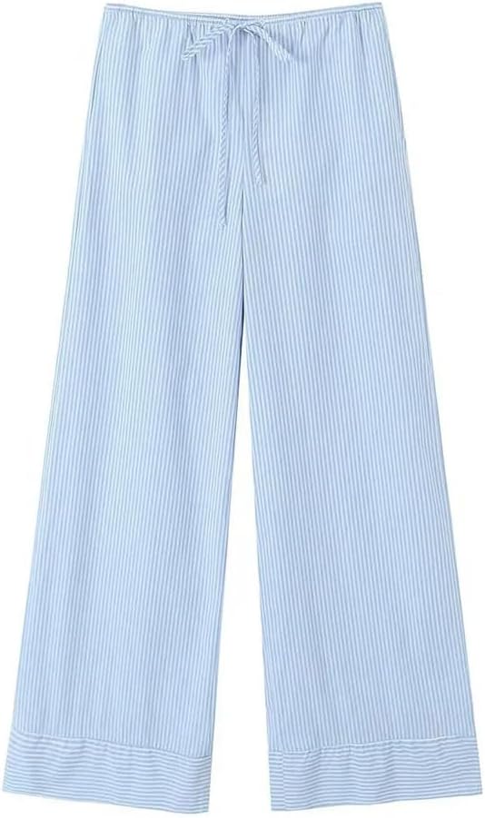 Women's Striped Drawstring Vintage Straight Pants