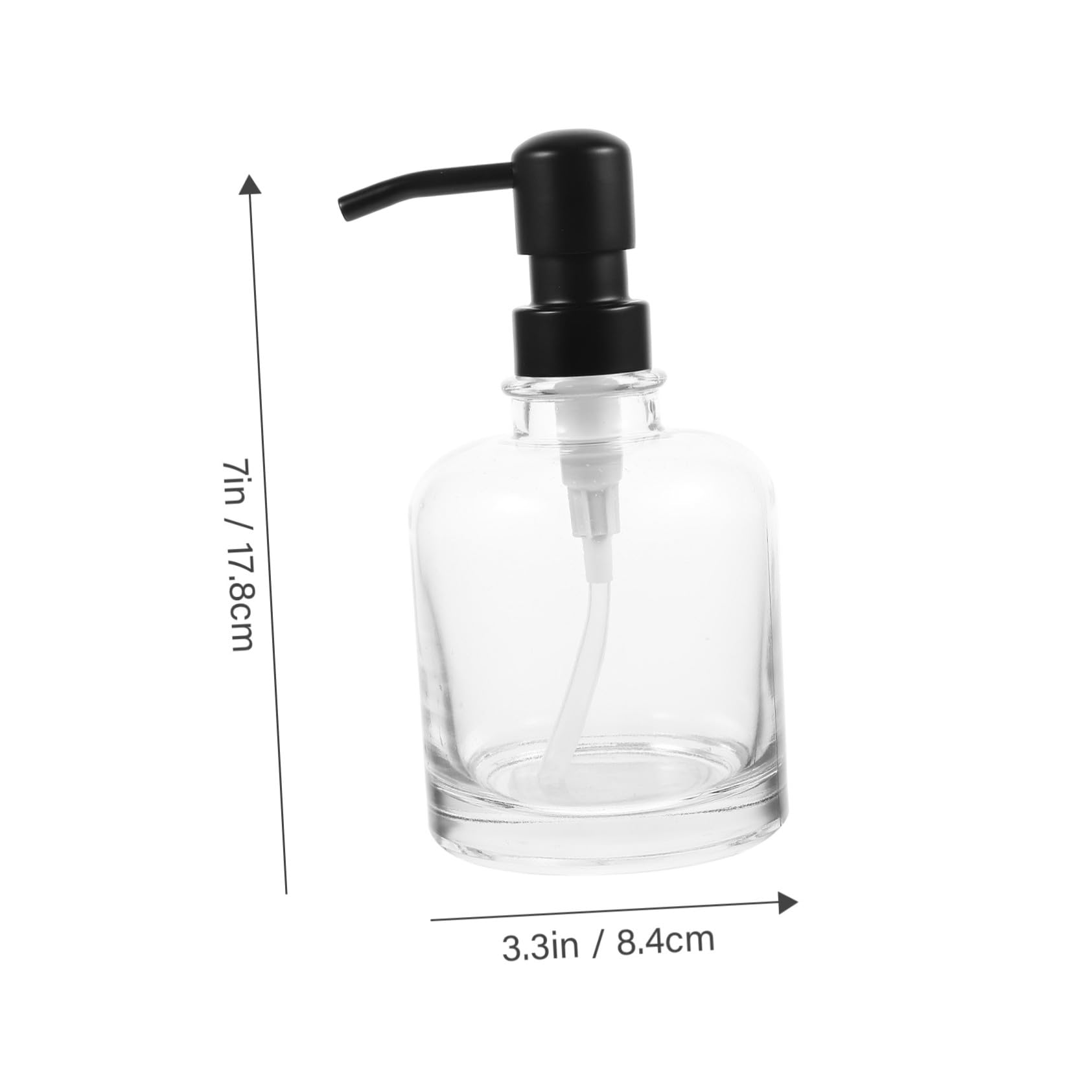 Dispensador de Champú de Vidrio con Bomba, 2 Botellas de 12 Oz | Bomba de Acero Inoxidable, Reutilizable y Portátil, para Baño y Oficina, Diseño Simple