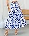 BTFBM Skirts for Women Summer 2026 Floral Print A Line Elastic High Waist Boho Maxi Skirt Spring Fashion Clothing Pocket(Print Blue, Medium)