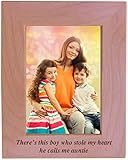 CustomGiftsNow There's This boy who Stole My Heart he Calls me Auntie - Engraved Wood Picture Frame (5x7 Vertical)