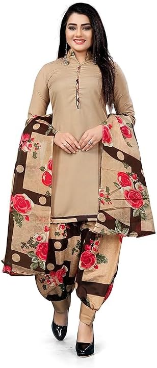 PGF Women crepe printed fancy designs unstitched patiyala salwar suit set with dupatta