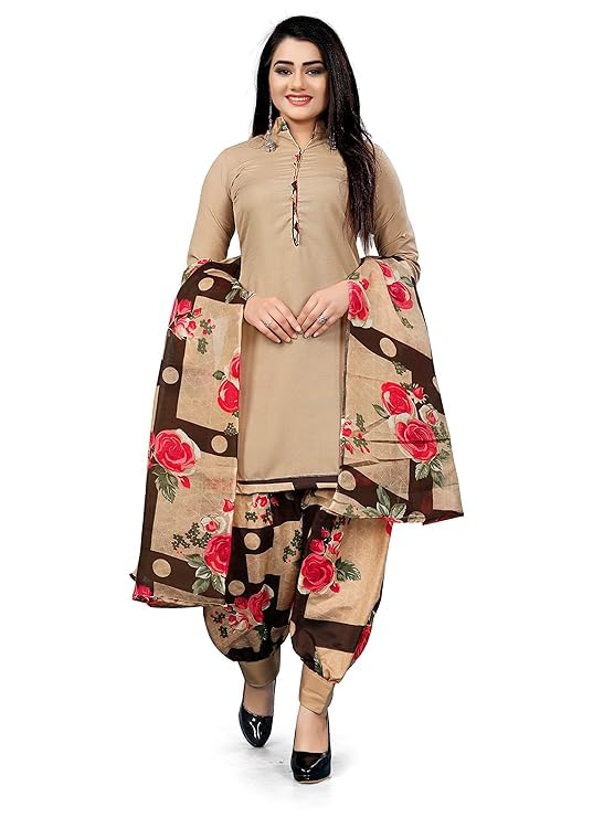 PGF Women crepe printed fancy designs unstitched patiyala salwar suit set with dupatta