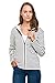 Produktbild Damen Leichtes Hoodie 100% Bio-Baumwolle Kapuzenpullover Sweatjacke Sweatshirt Reißverschluss (XS, weiß/gestreift)