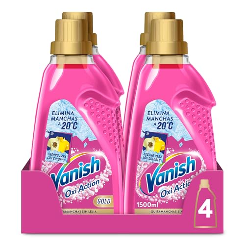 Vanish Oxi Action Gold - Quitamanchas multibeneficio para la ropa, elimina olores y potenciador del lavado, en gel, sin lejía - 4x 1500 ml
