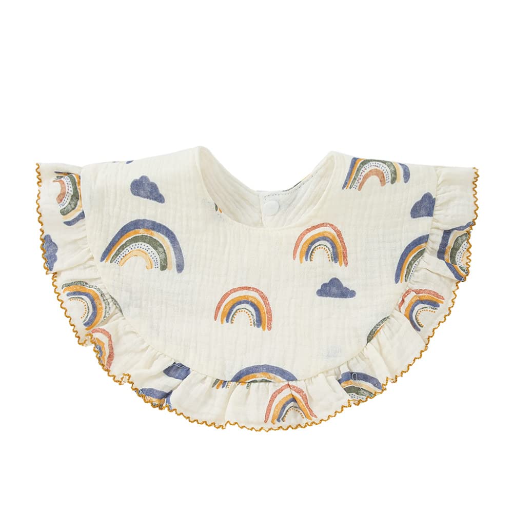 Nishine 4 pcs Unisex Baby Muslin Bandana Drool Bibs 360 Degree Rotatable Cotton Teething Feeding Drooling Bibs for Boy Girl (rainbow set) - Image 4