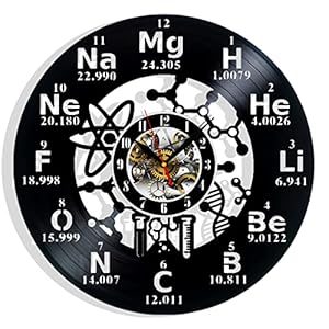 Chemistry Molecule Biochemistry Vinyl Wall Clock 12 in(30cm) Black Decor Modern Decorative Vinyl Record Wall Clock This Clock is A Unique Gift to Your Friends and Family for Any Occasion