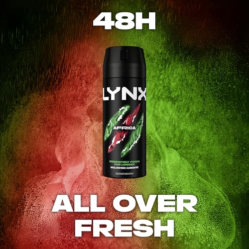 Lynx Africa Aerosol Body Spray Men's Deodorant Spray with a mandarin & sandalwood scent for 48 hours of odour busting, high definition fragrance 150 ml - Image 6