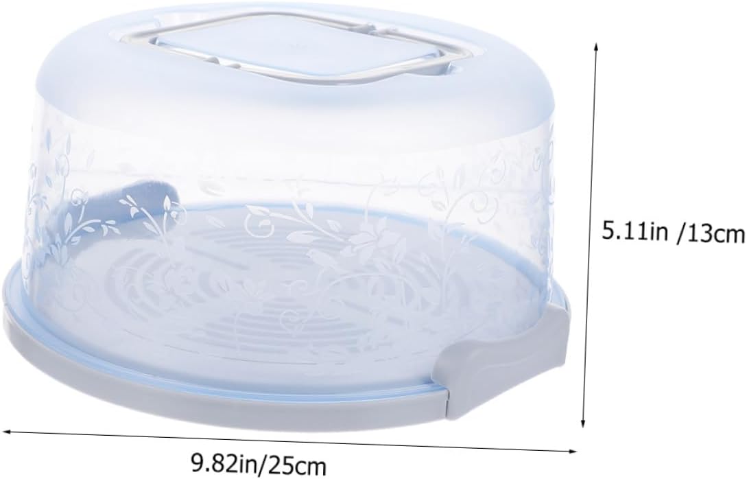 2pcs Portable Cake Box with Handle round Pp Cake Carrier with Lid Blue Baking Packaging Container Transport and Storage