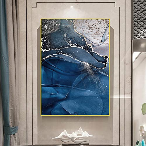 Impression murale HD pétale bleu or pour illuminer un salon sans cadre 60x80