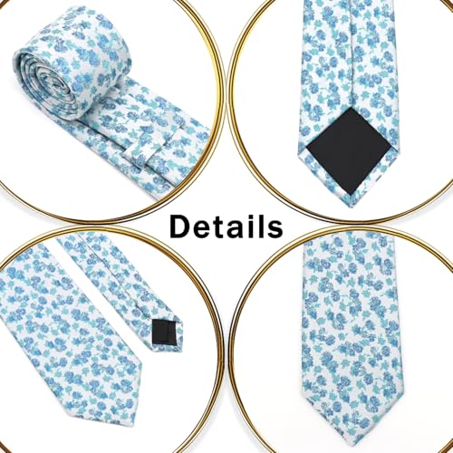 Image of Floral Ties for Men Satin Mens Tie Flower Printed Neck Tie Wedding Party Business