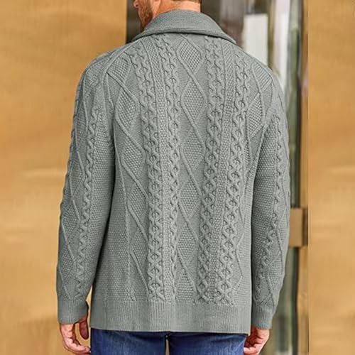 Men Shawl Collar Button Placket Sweaters Cable Knitted Button Down Sweaters Chunky Fall Winter Outwear Cardigan3